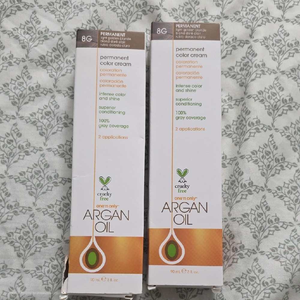 Both For $17. Argan Oil Permanent Hair Color Cream - 8G Light Golden Blonde